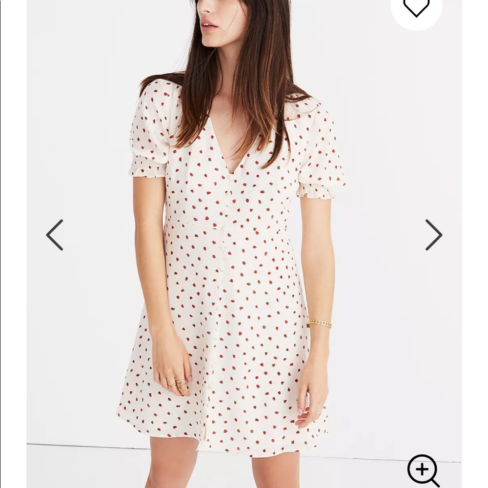 Madewell Silk Button-Front Dress in Strawberry